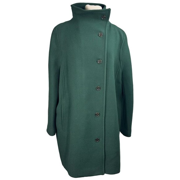 J. Crew Italian Stadium Cloth By Nello Gori, Green Wool Coat Size 16 - Picture 1 of 11